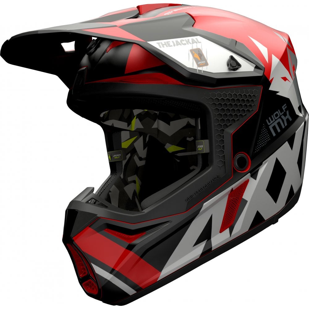 Axxis Wolf Jackal B5 Gloss Red Adult MX Helmet